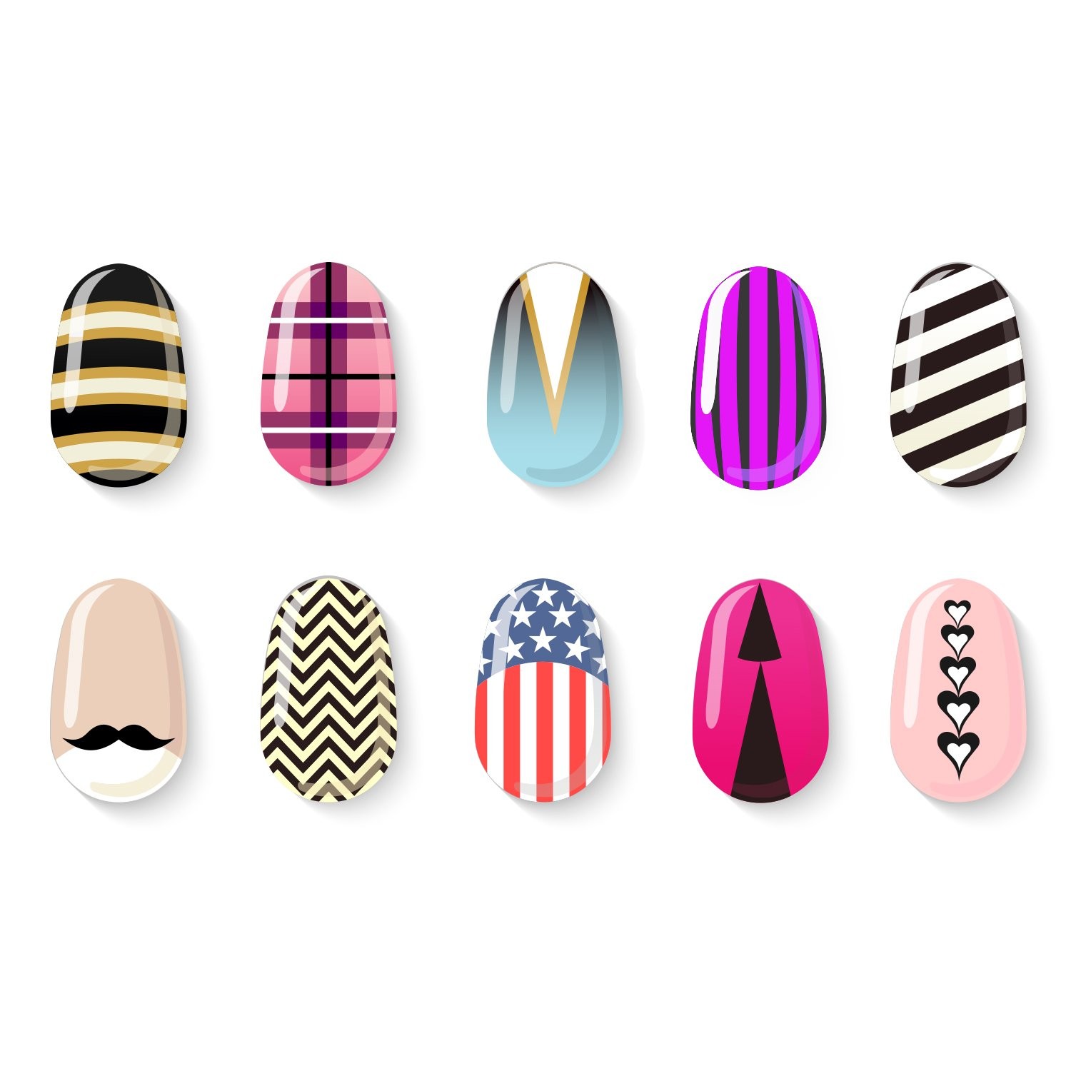 eBoot 1275 Pieces 49 Designs Nail Art Stencils French Tip Guides Stickers Form