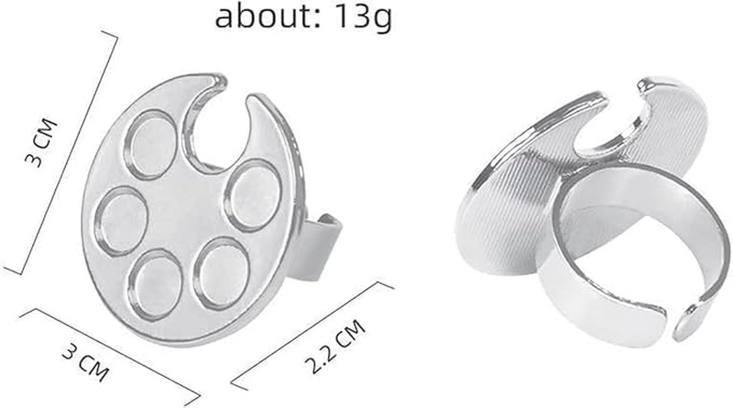 Silver Metal Mini Manicure Palette, Paint Palette Finger Rings, Wearable Metal N