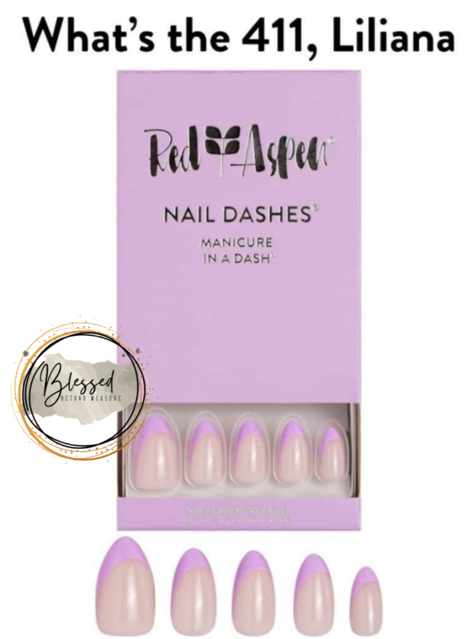 Red Aspen Press On Nails- What’s the 411, Liliana Medium | Almond | Shiny French
