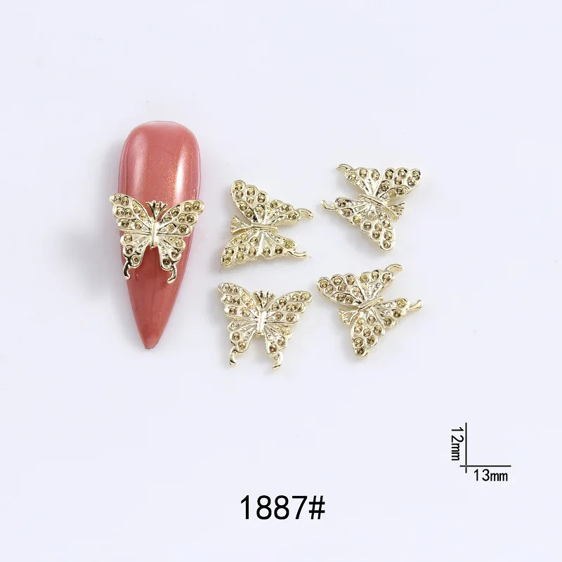 20Pcs Nail Art Butterfly Metal 3D Decals Alloy Gold/Silver/White Butterfly Shape