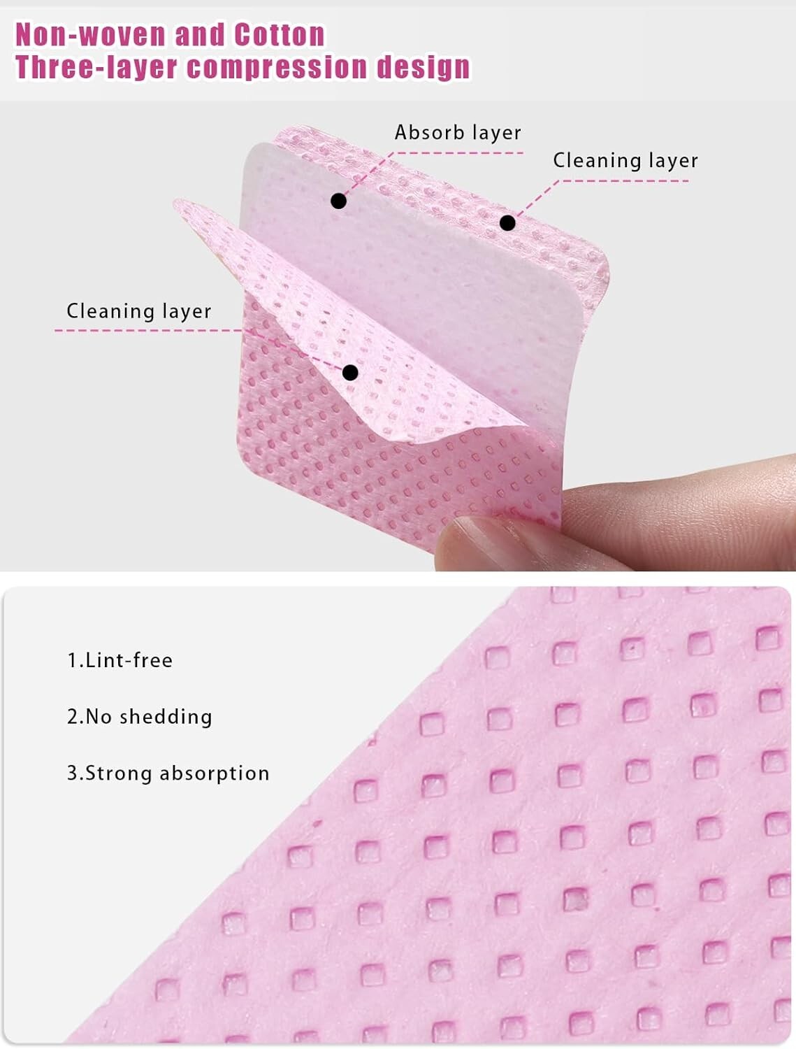 400 PCS Lint Free Nail Wipes, Non-Woven Fabric Nail Cleaning Pads Cleaning Wipes