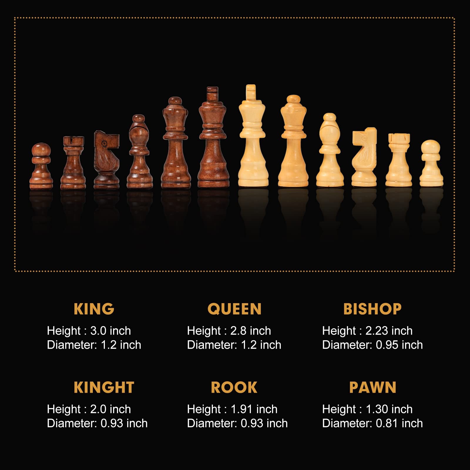 15″ x Magnetic Wooden Folding Chess Set with 2 Extra Queens, 15”, Bronze