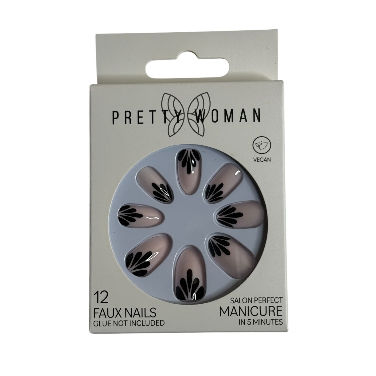 Pretty Woman Floral Almond Press On Nails 12pc Vegan No Glue Nail Set