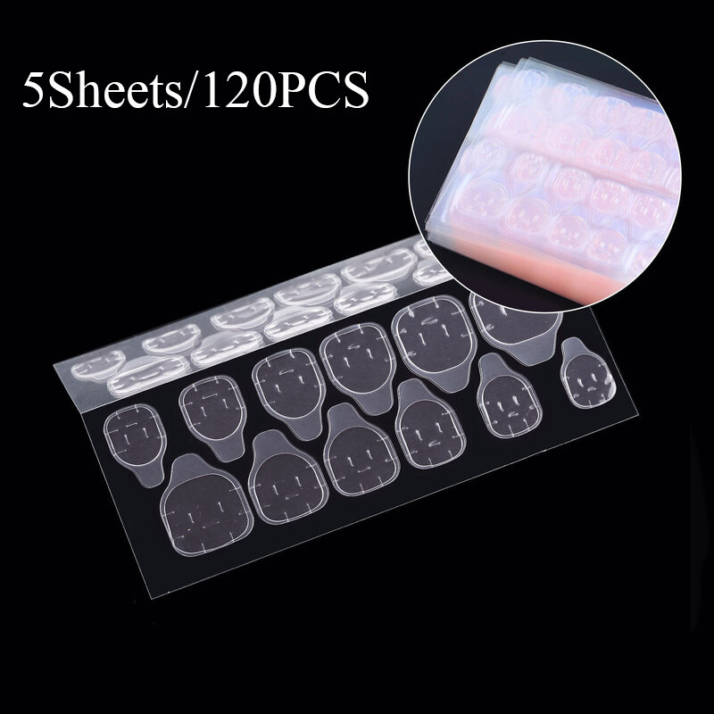 120pcs Double-Sided Nail Glue Tape Sticker Adhesive Nail Tabs Press Nails DIY