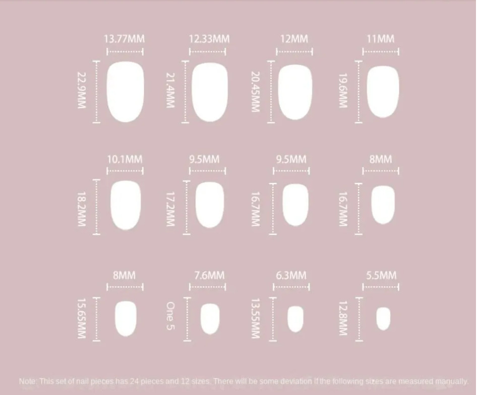 24 X Press On False Nails With Sticky Pads Reusable Red Mid Length Square Tips