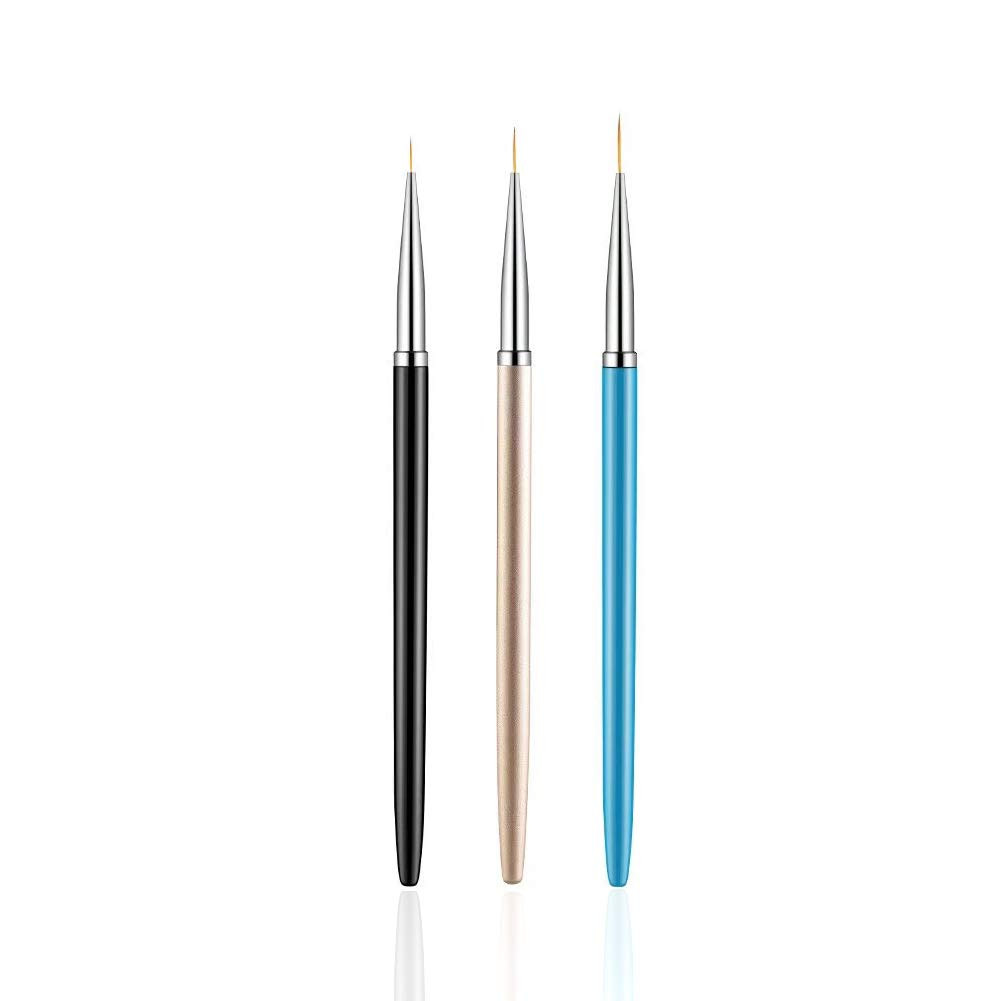 3PCS Nail Art Liner Brushes, UV Gel Painting Acrylic Nail Design Nylon Brush, Na