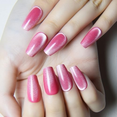 Rose Pink Cat Eye 24 Ounce (Pack of 1) 24Pcs-Coffin Medium Square-18 Rose Pink