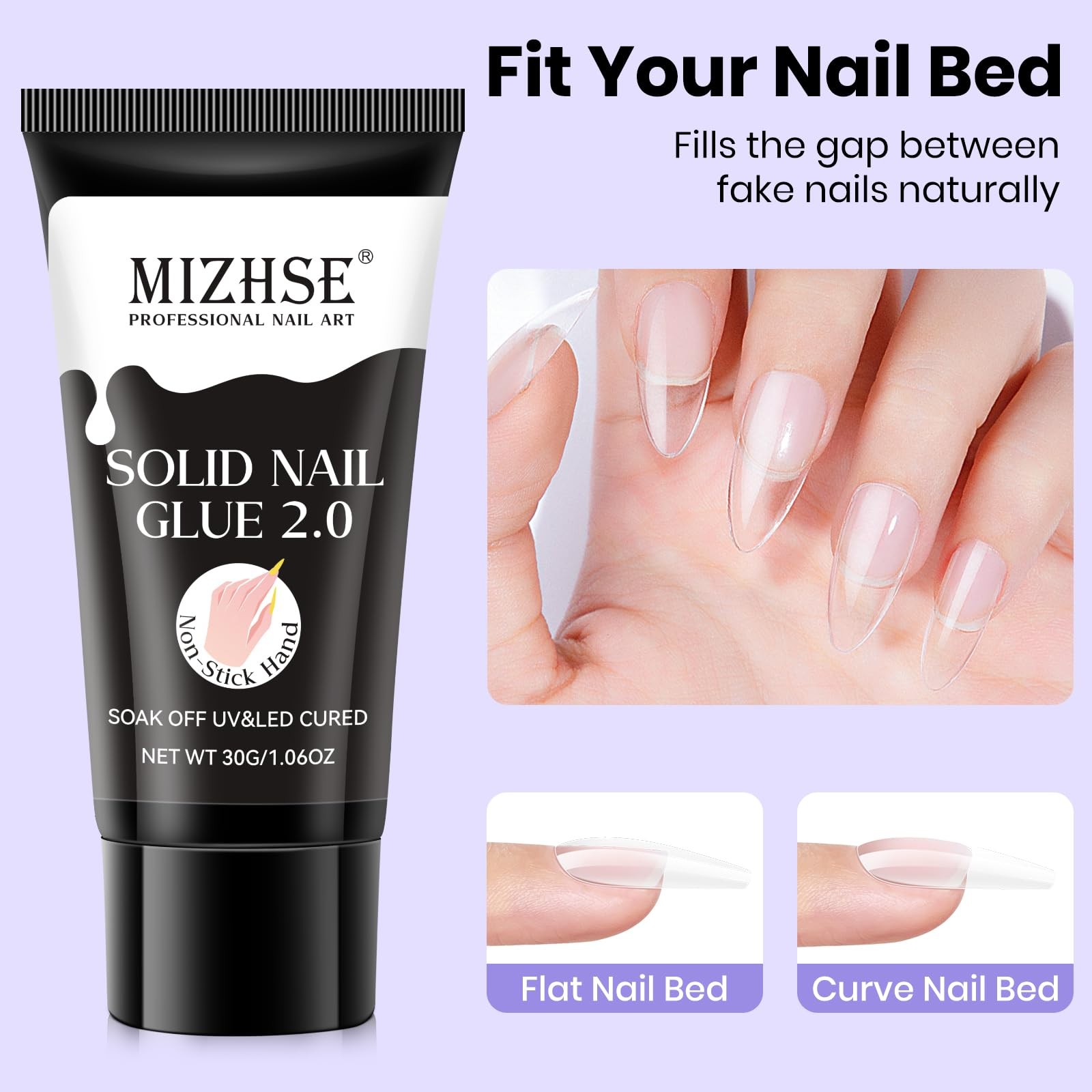 Solid Nail Glue, 30g Solid Nail Gel for Press on Nails, Super Strong Nail Gel…