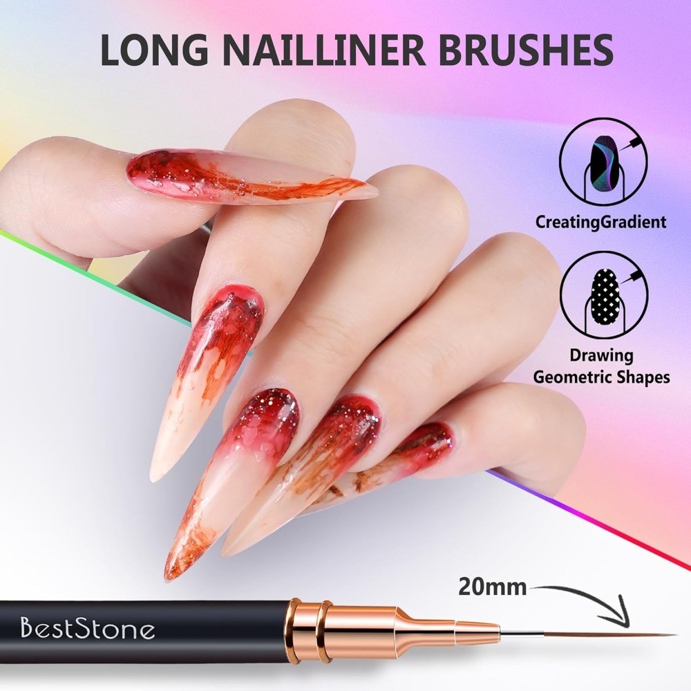 Nail Art Liner Brushes 5Pcs Professional Gel Polish Painting Design Pen Set for