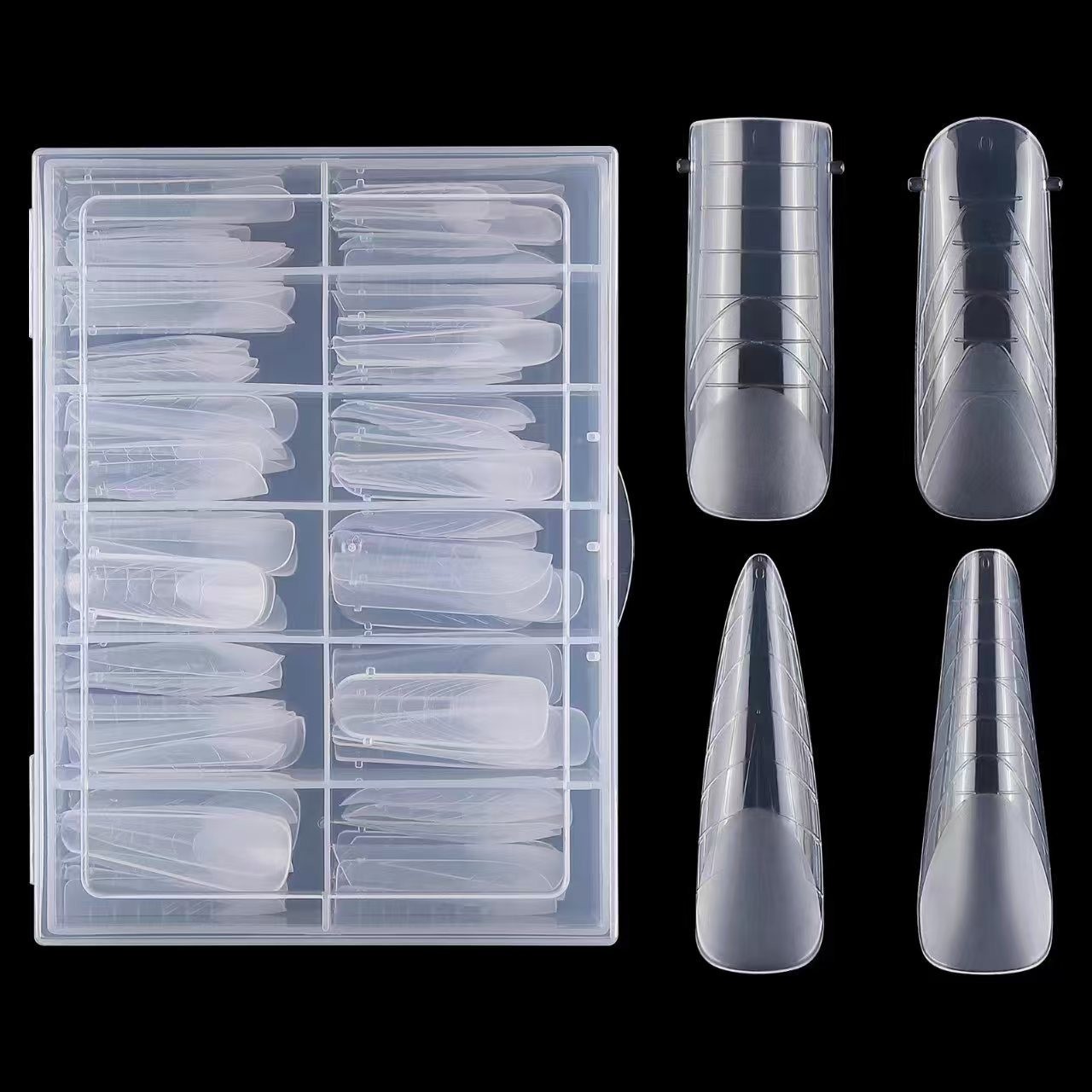 96Pcs/box Half Matte Nail Forms four Types Nail Molds Set Nail Extension Tips