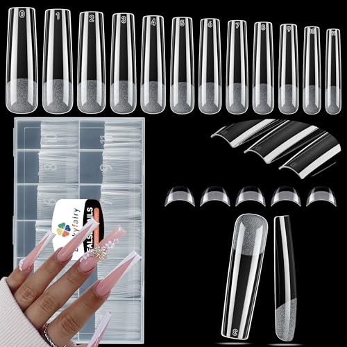 XXL No C Curve Square Flat Nail Tips, 240pcs XXL Square Nail Tips Full Cover
