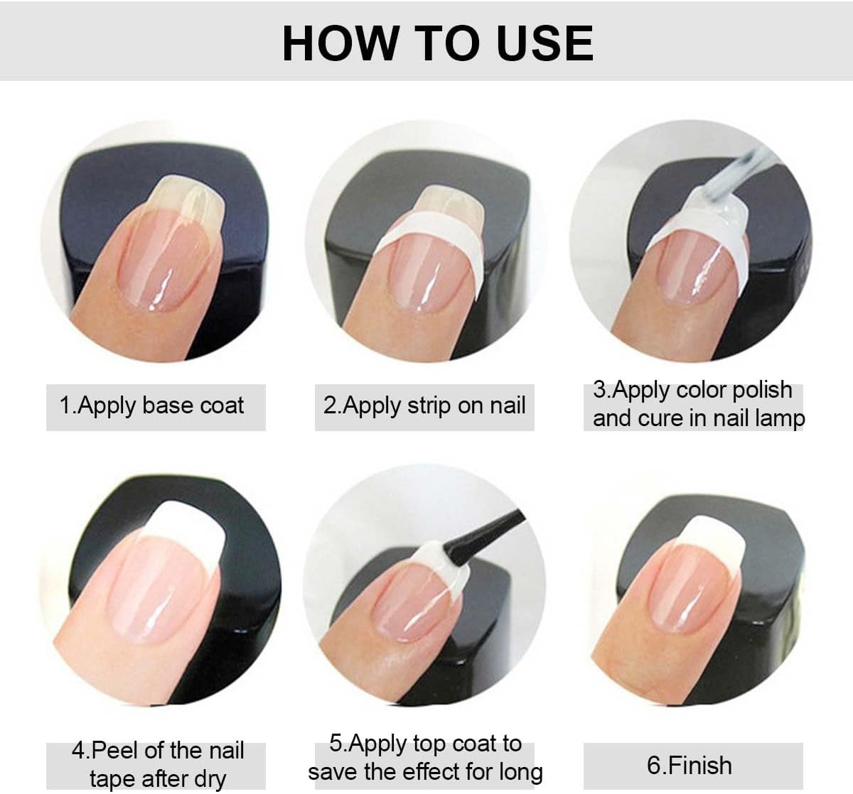 French Manicure Strips,French Tip Nail Stickers for Nails Art Designs,Self Adhes