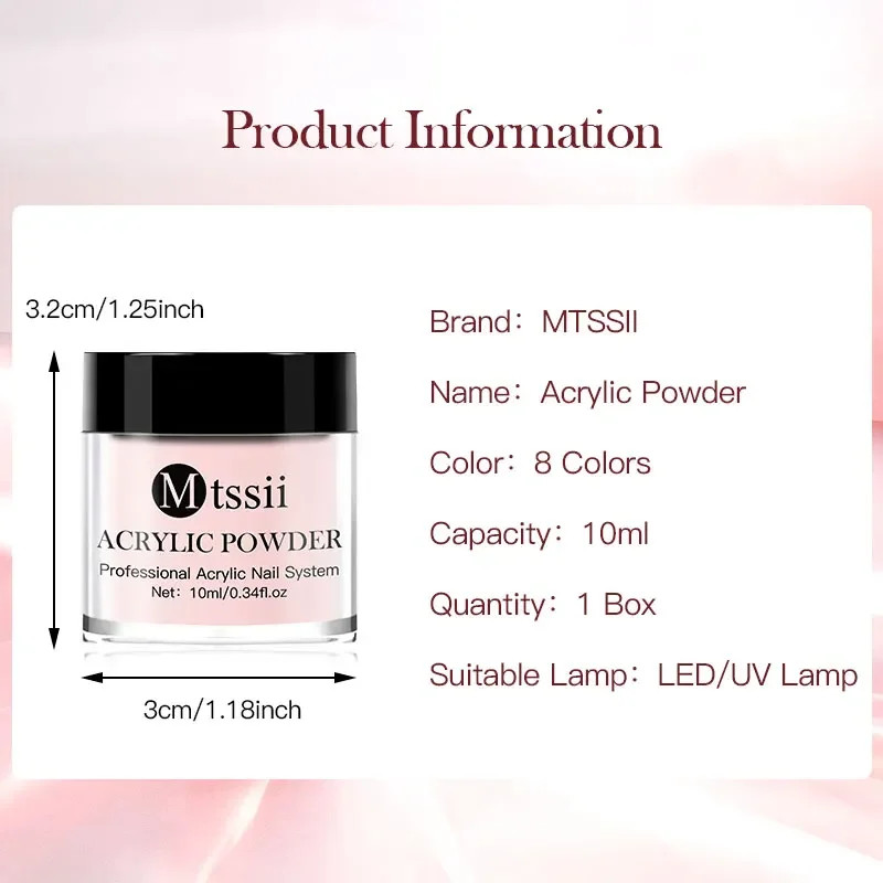 8pc MTSSII Acrylic Powder Nail System Set Clear Nude Pink Monomer Liquid Set Wit