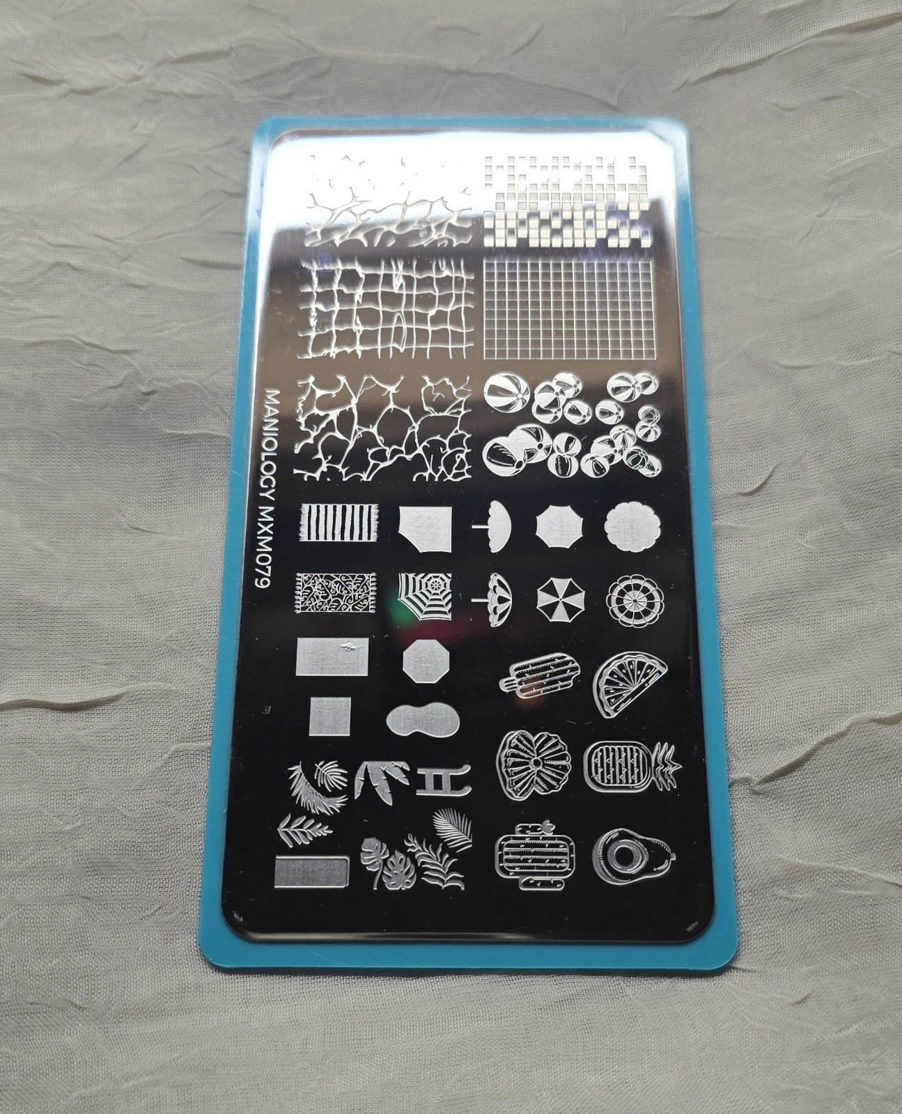 Pool Party Lap Life Maniology MXM079 Nail Stamp Plate Summer Swim Water Umbrella