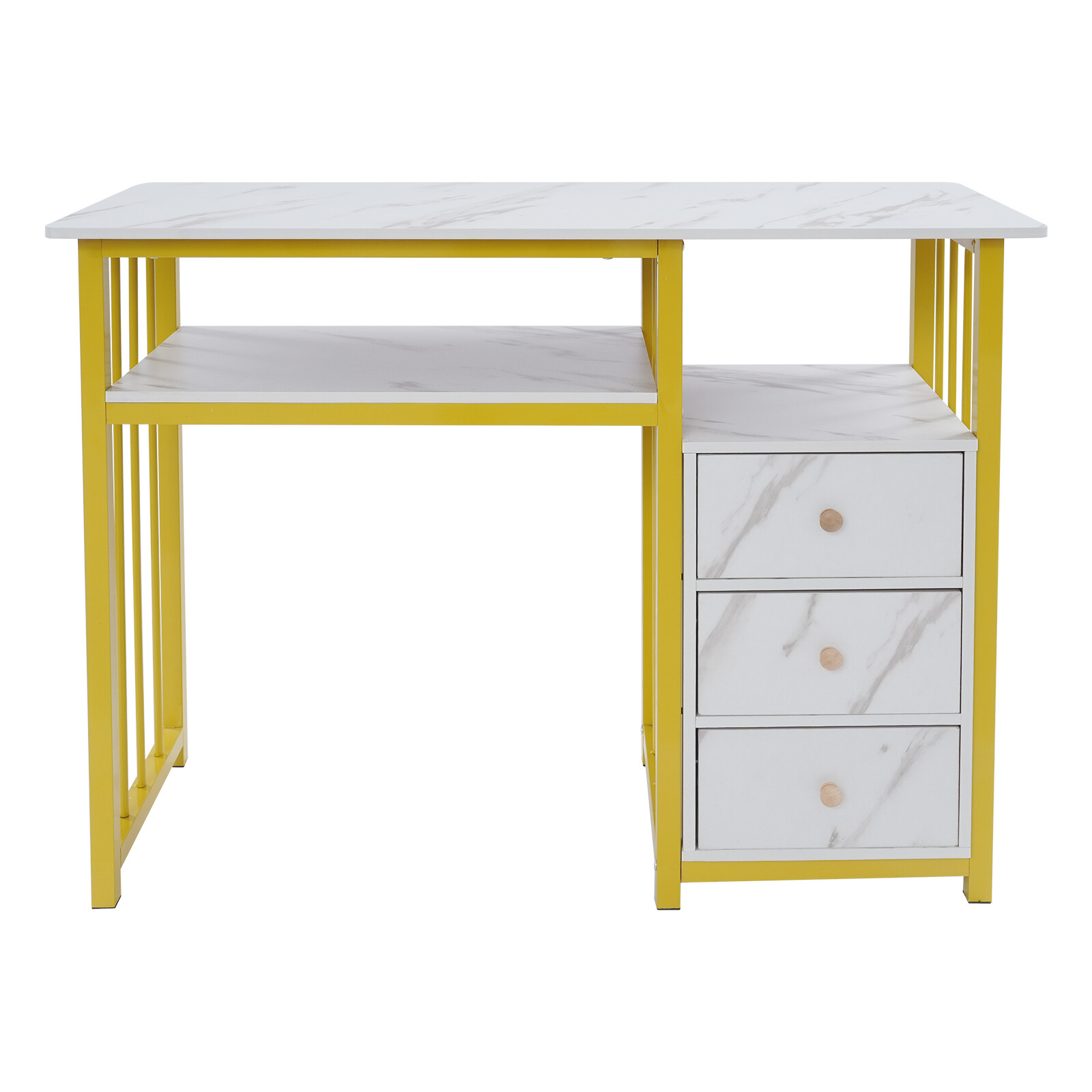 Marbling Texture Nail Desk Manicure Table Station Manicure Desk with 3 Drawers