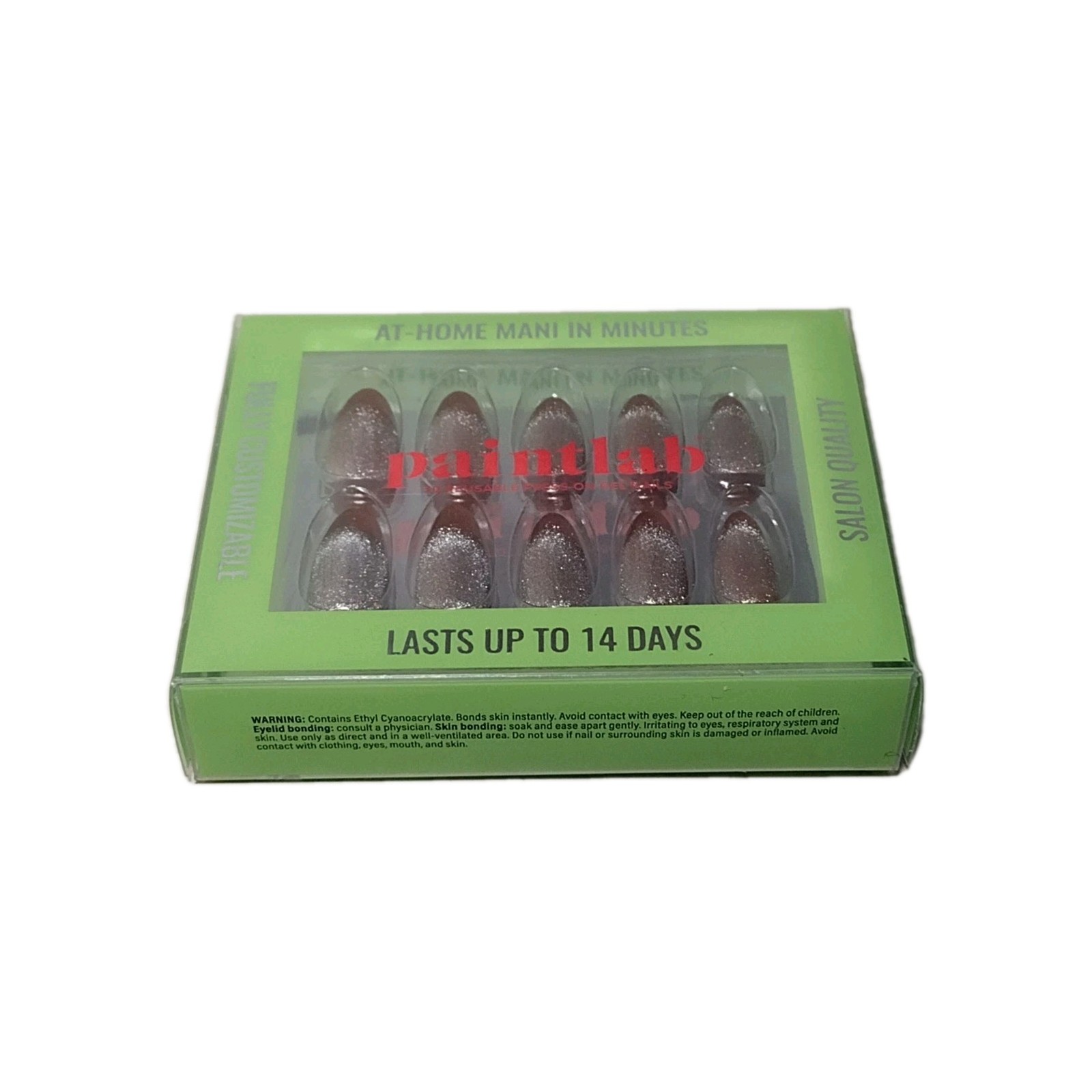 PaintLab 30pc Reusable Long Lasting GEL PRESS ON NAILS Medium Almond ROSE GOLD