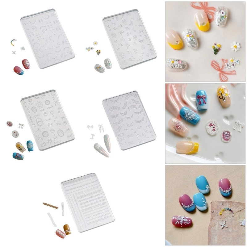 Multiple Pattern Silicone Mould for 3D Nail Art Designs and Craft Embellishments