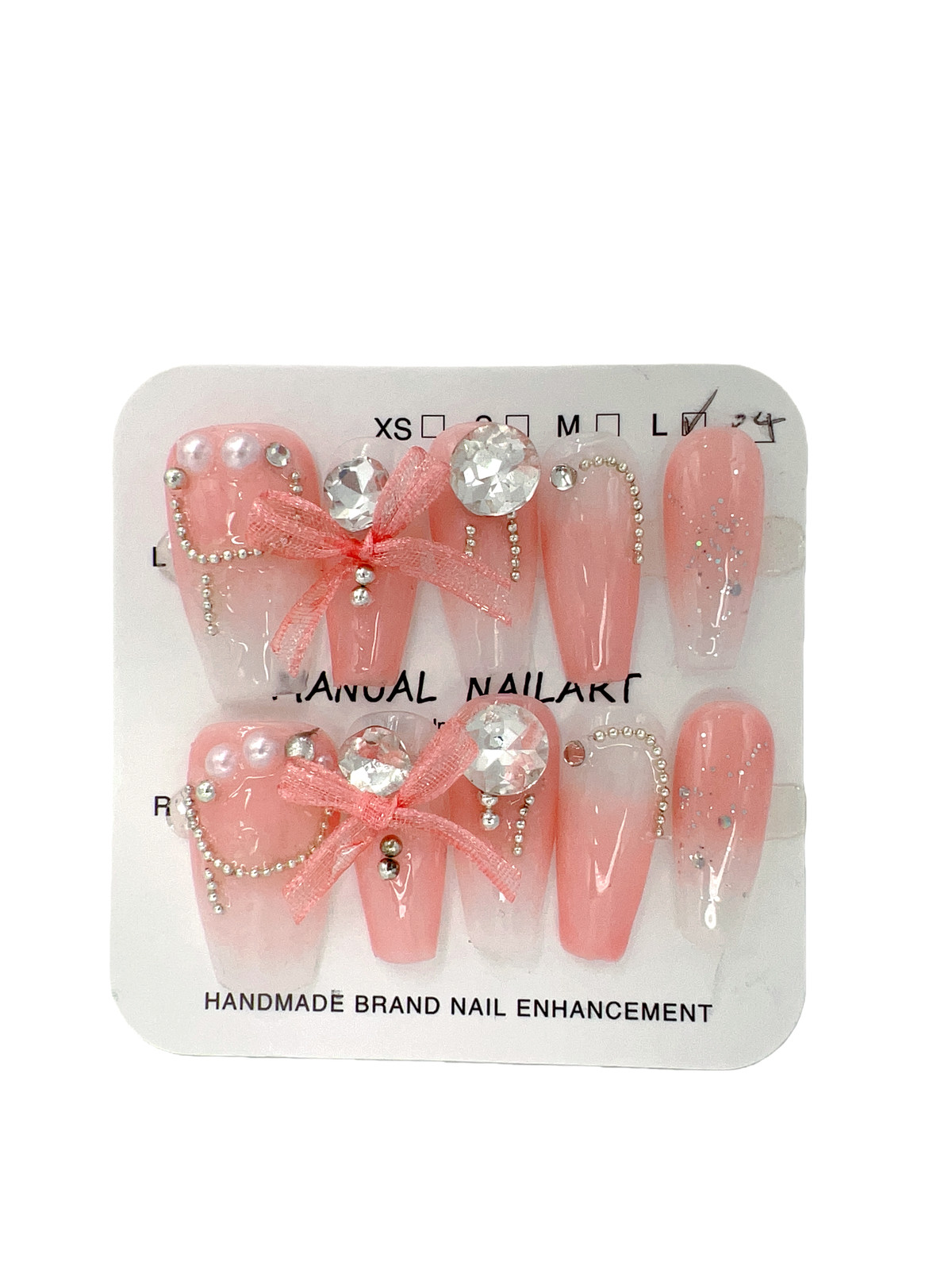 Medium Coffin Press On Nails with Rhinestone Gems – Large Size