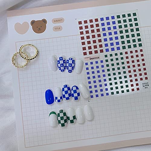 Checkerboard Square Nail Art Stickers Ultra-Thin Color Checkerboard Self