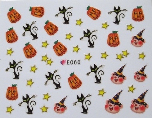 Halloween 3D Nail Art Stickers Pumpkins Ghosts Bats Cats Skulls Cross Bones etc