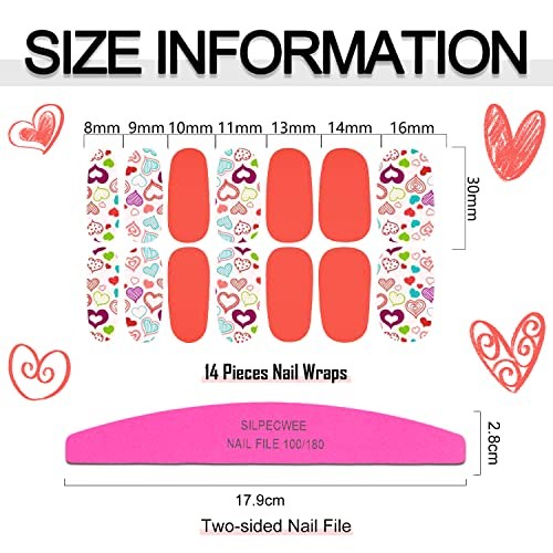 8 Sheets Valentine’s Day Nail Wraps for Women Nail Polish Strips Self Heart