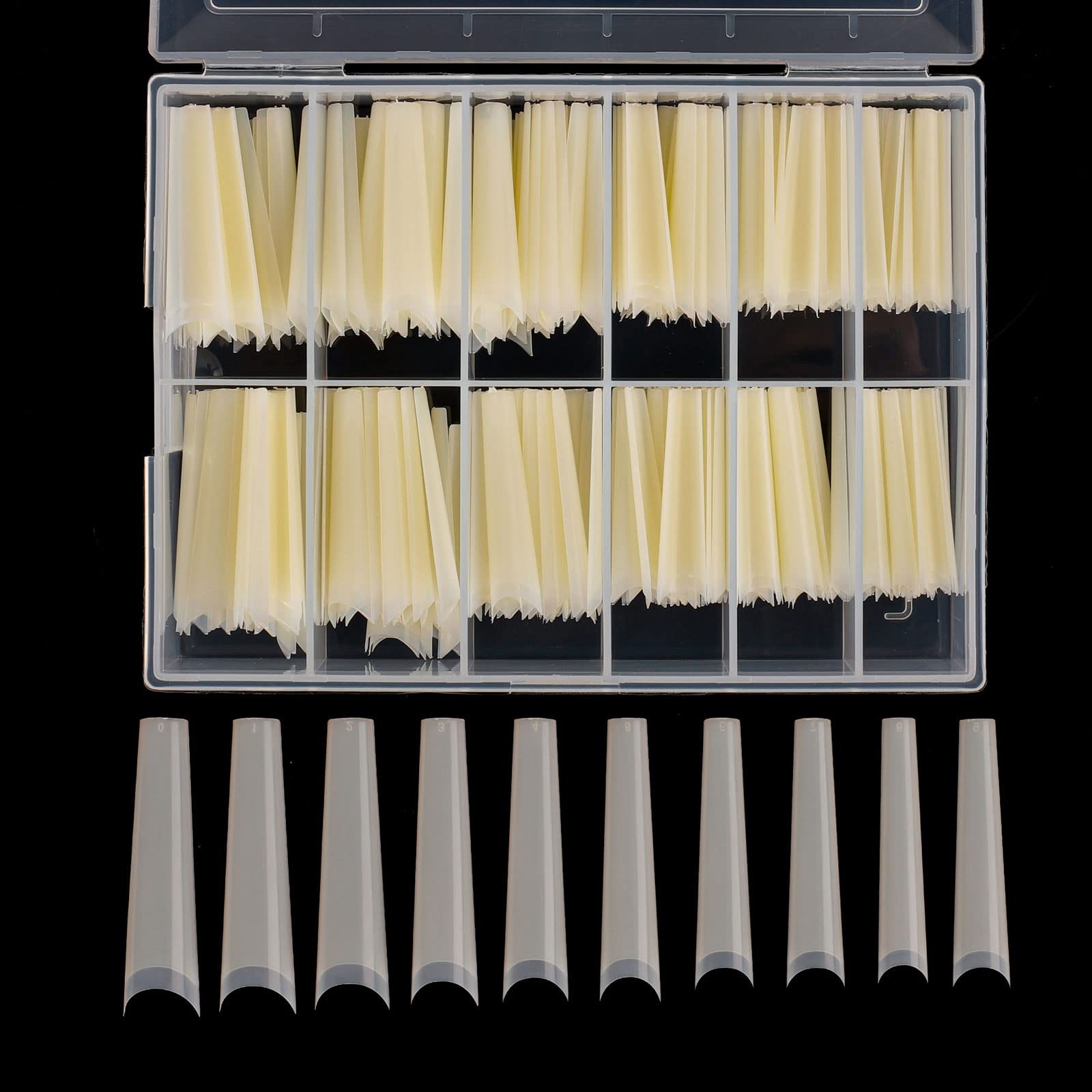 Tapered Extra Long Nail Tips, Ballerina Natural 240 Piece Set,