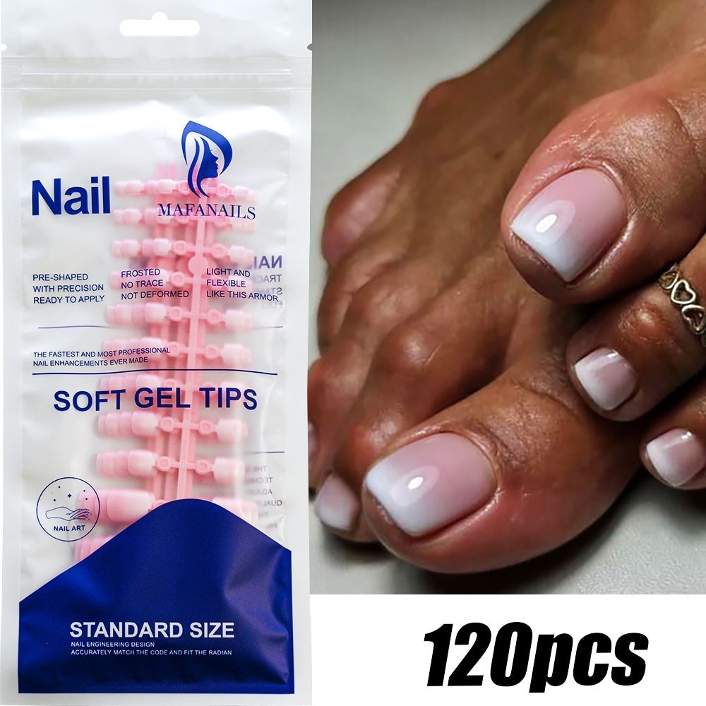120Pcs Pink Ombre Medium Coffin Press On Nails Glossy Acrylic False Nail Tips