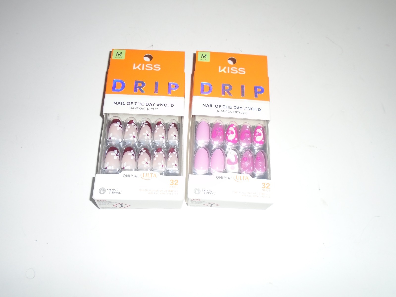 Kiss Drip Nail Of The Day 2 Boxes 32 Nails In Each Size Medium New