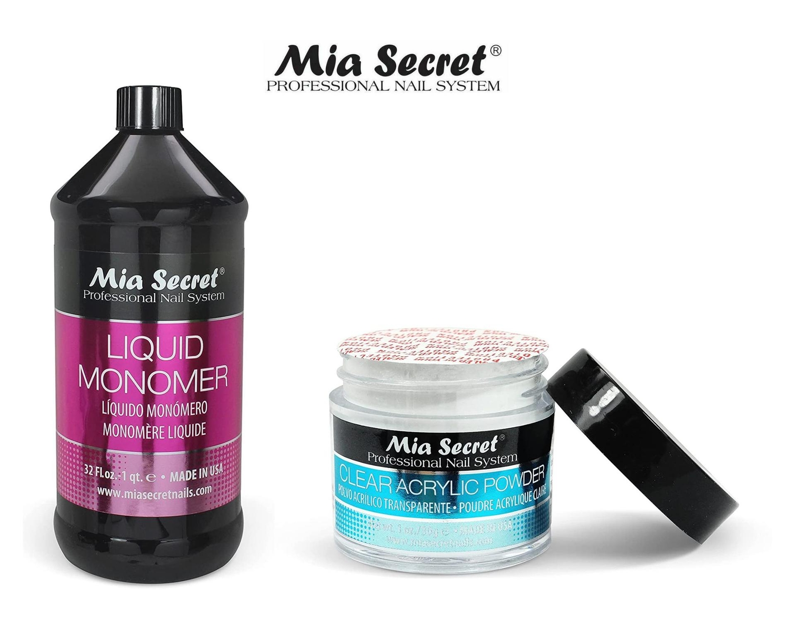 Mia Secret Liquid Monomer 32 oz and Clear Powder 1 oz