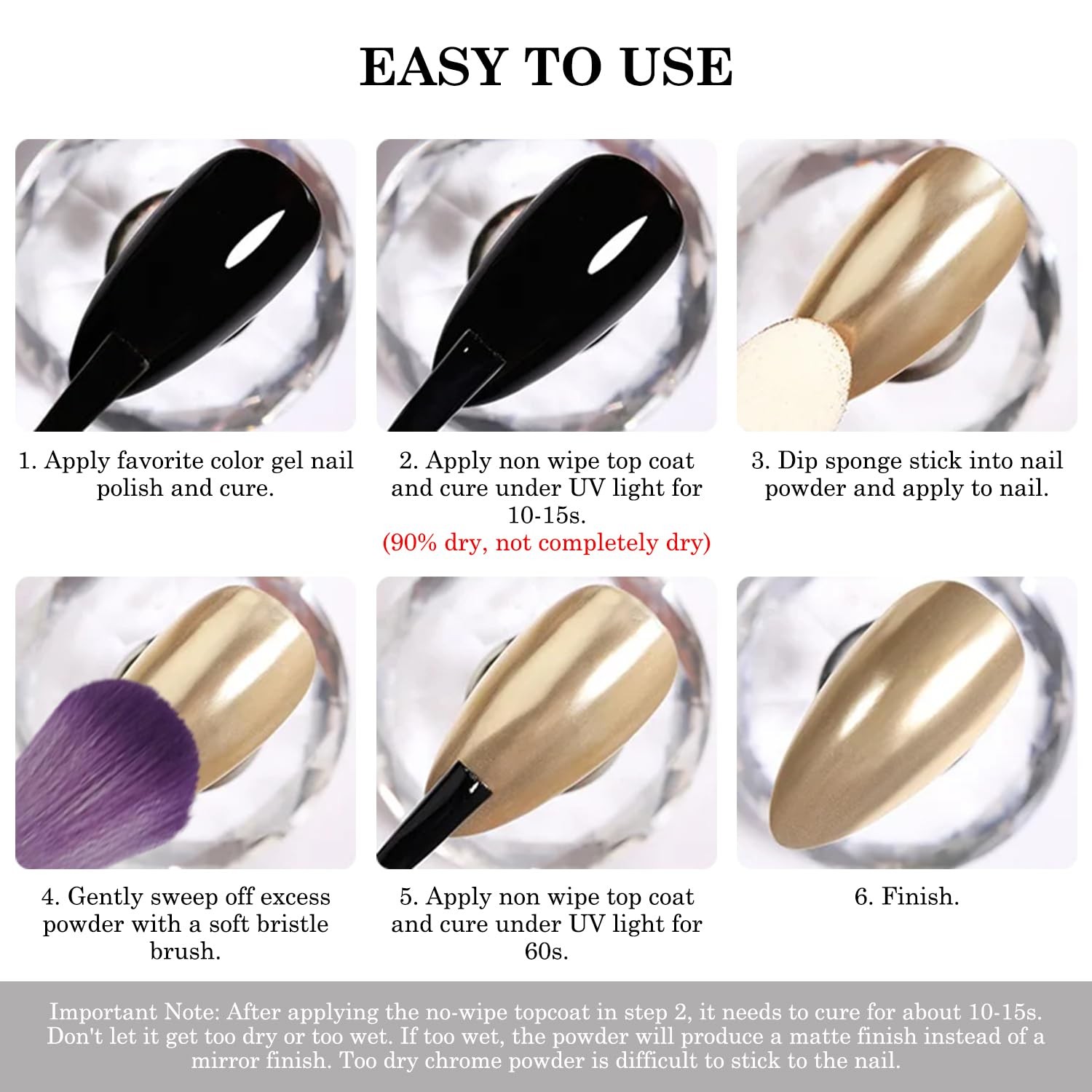 Holographic Purple Chrome Nail Powder Violet Metallic Mirror Effect Glazed Na…