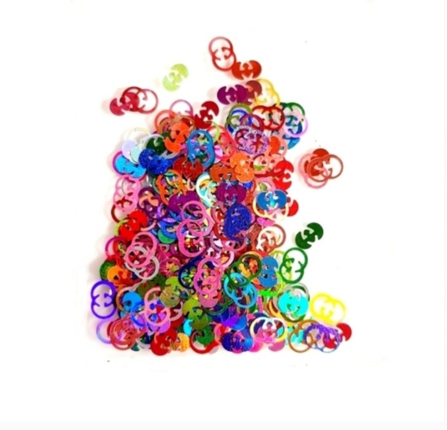 NWT NAIL ART DESIGN MULTICOLORED MIXTURE FLAT METALLIC FOIL LUXURY LOGO SEQUINS