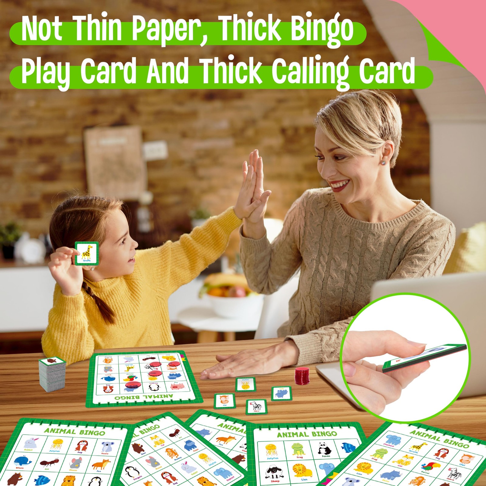 Family Bingo Game, Alphabet Animal Sight Word and Number Medium, Multicolored