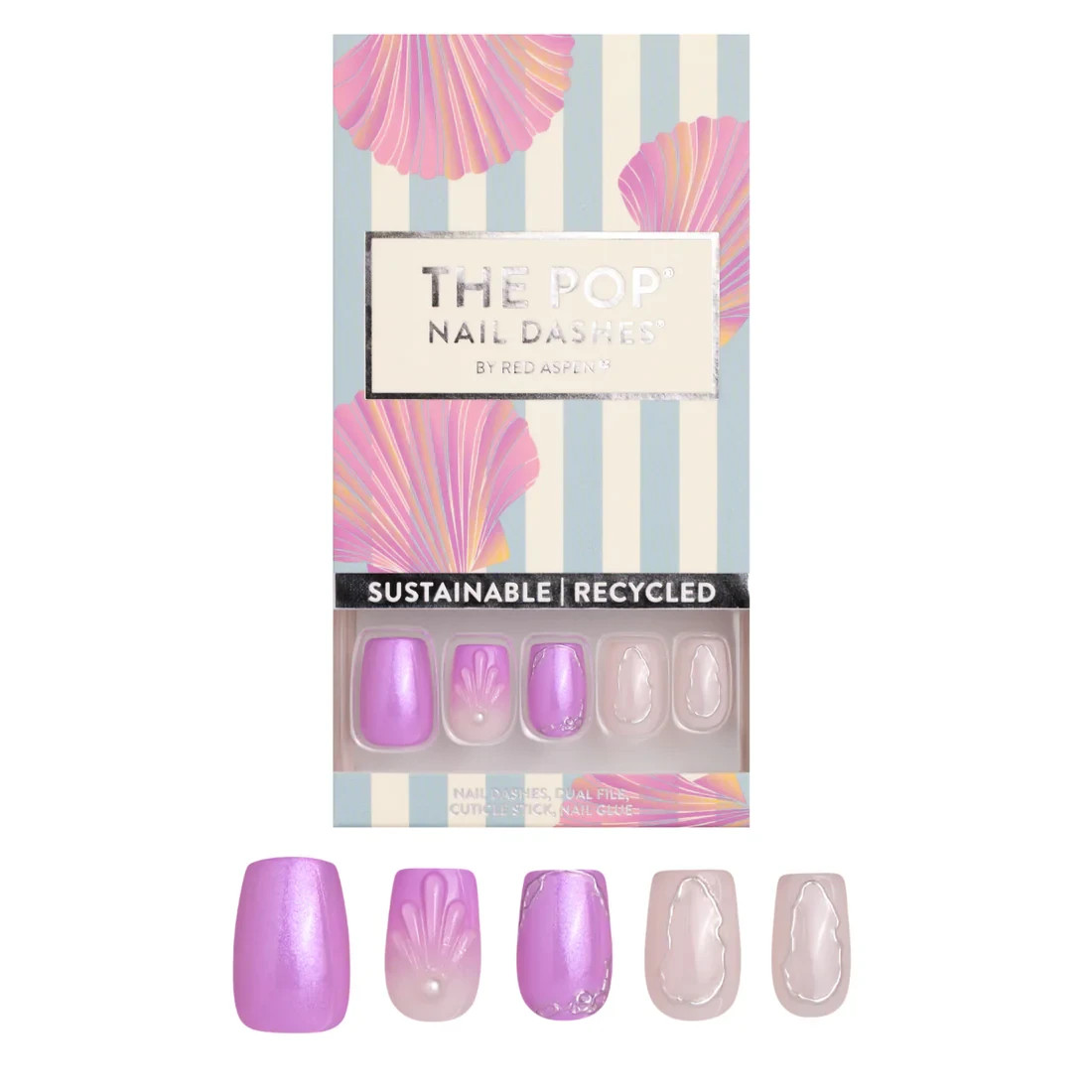 Red Aspen Press On Nails-Lustrous & Lovely, Liana Coffin Short 3D Shell