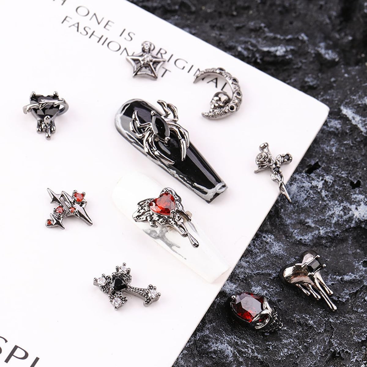 Halloween Nail Charms 22PCS 3D Alloy Spider Skull Halloween Nail Art Charms V…