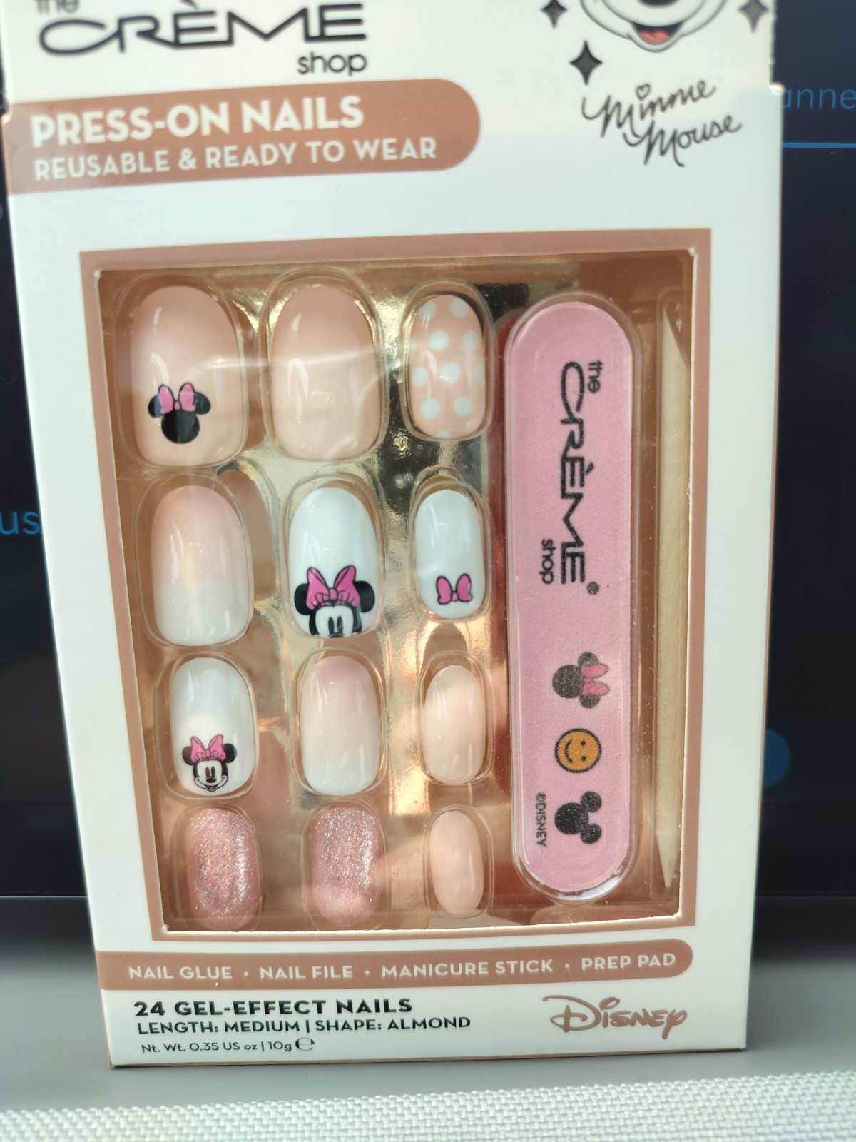 The Crème Shop Minnie Mouse Reusable Press On Nails 24 Gel Effect Med Length