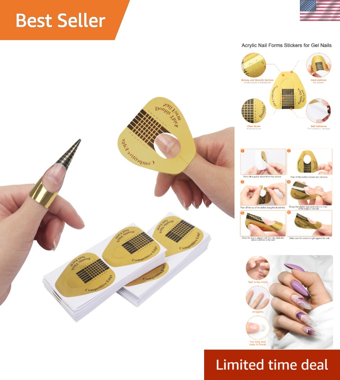 200 PCS Nail Forms for Builder Gel, Self-adhesive Nail Extension Forms for DI…