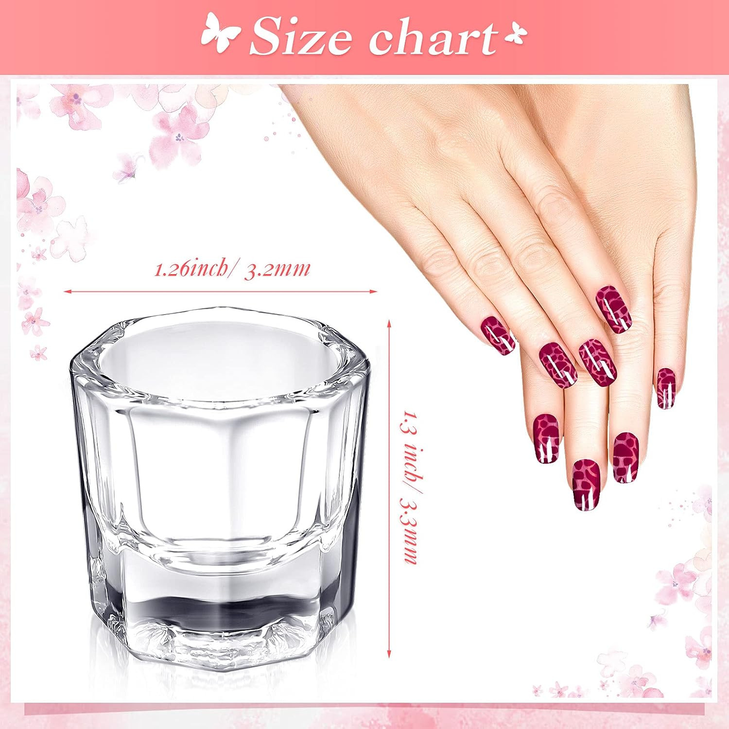 12 Pieces Dappen Dishes for Acrylic Nails Monomer Liquid Powder Glass Cups Clear