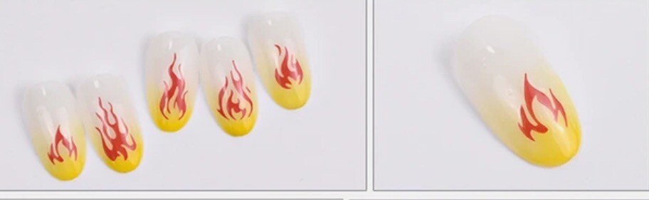 Nail Stickers Art Decal DIY Design 3D Waterproof Red Flames 1073