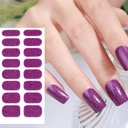 6 Sheets Nail Gel Stickers Multicolored Glitter Solid Color Nail Stickers-3