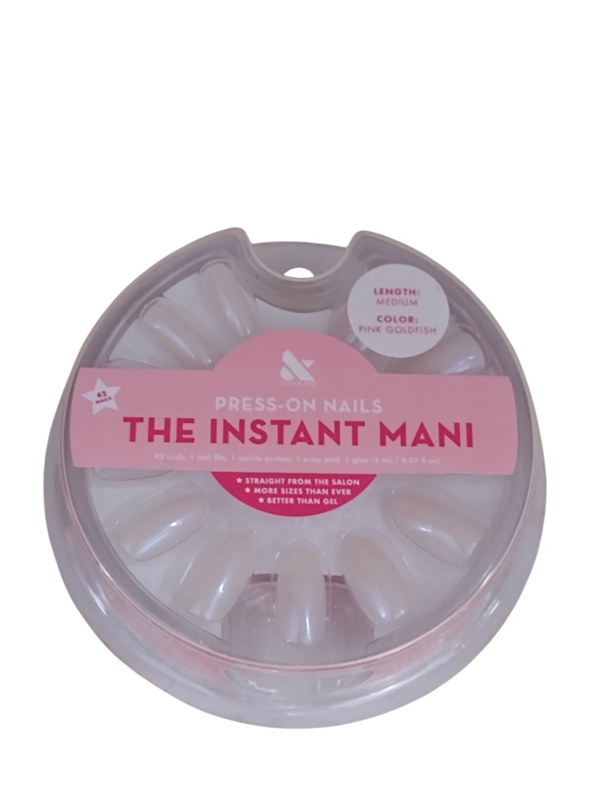 Olive & June Press-On Nails THE INSTANT MANI 42ct Medium Length PINK GOLDFISH