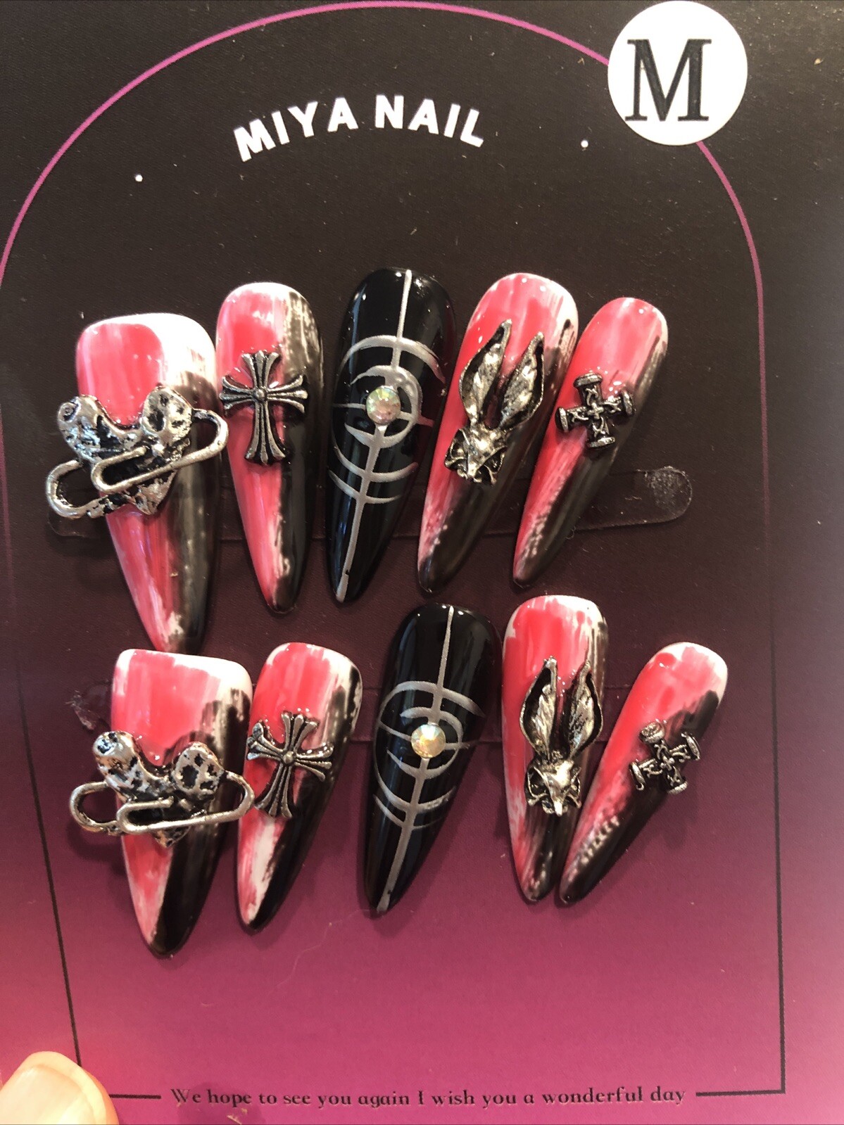 Handmade Paint Halloween press on nails with tools pack SIZE XS, S, M US Seller