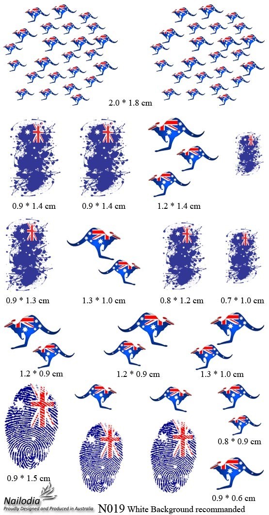 I Love Australia & Aussie Kangaroo Nail Art Decal Sticker Water Transfer Slider