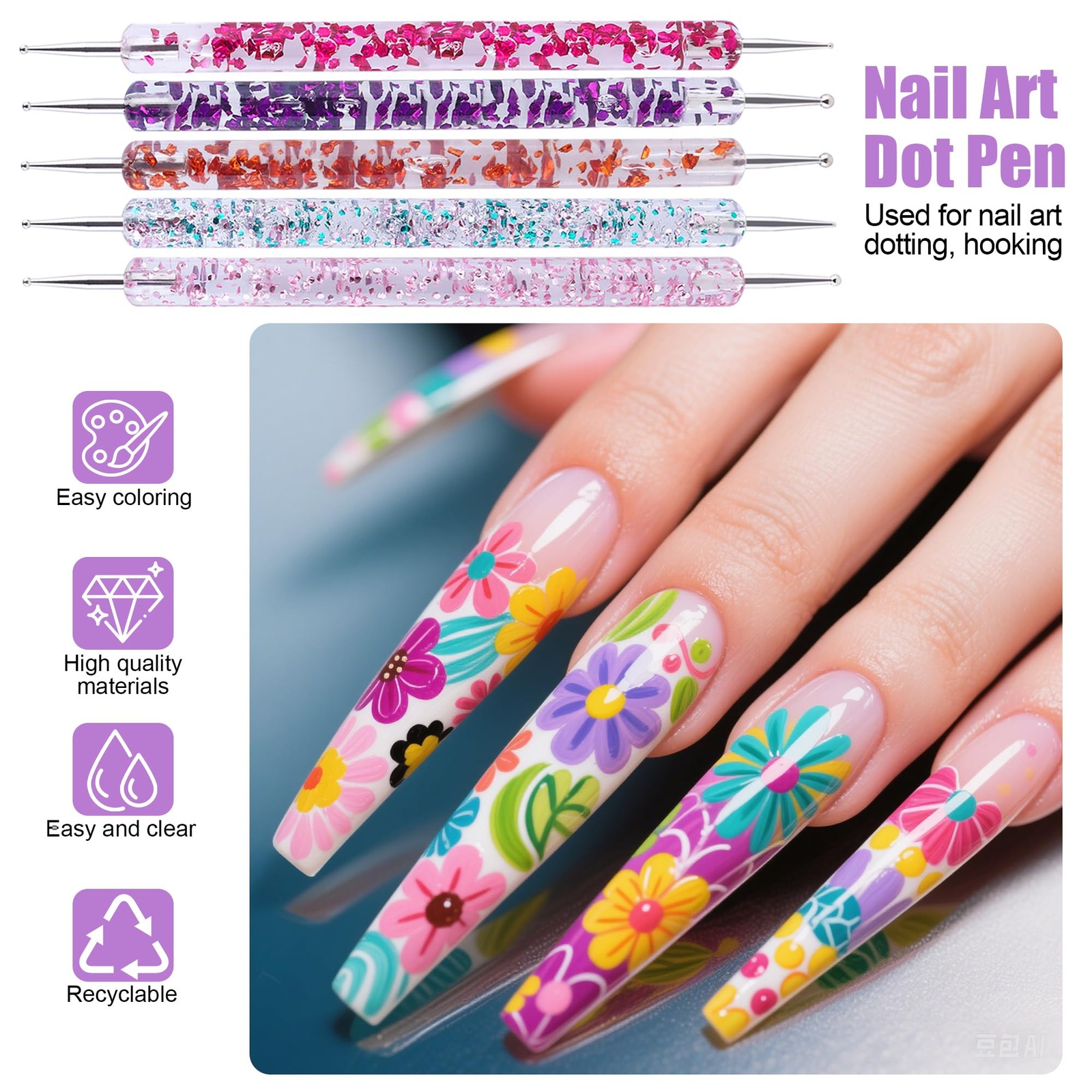 38Pcs Nail Striping Tape Lines Kit With Nail Art Pens Dotting 38Pcs Color Set