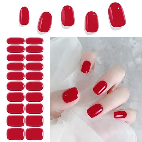 Semi Cured Gel Nail Strips (), 20 Gel Nail Stickers Work with Any Rose Pink