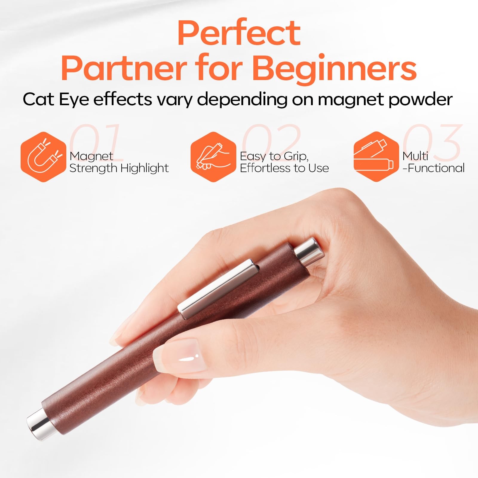 Cat Eye Magnet 3-in-1 Dual-head Magnet Pen Heart Lightning Nail Stuff