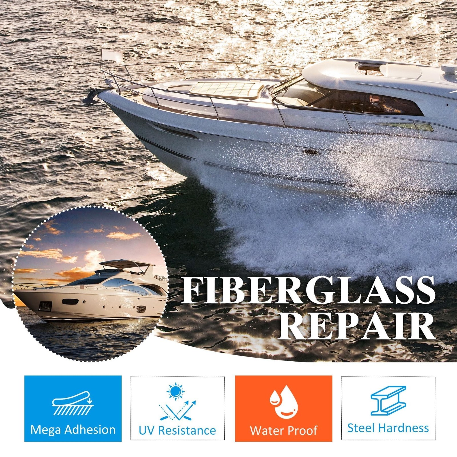 Fiberglass Repair Kit, 100ml White Gel Coat Repair Kit for Boats, Marine Fibe…