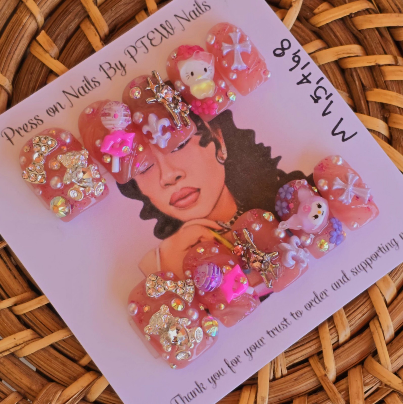 Handmade Press On Nails,Adorable Nude Pink,Medium Size 1,5,4,6,8 Short Square