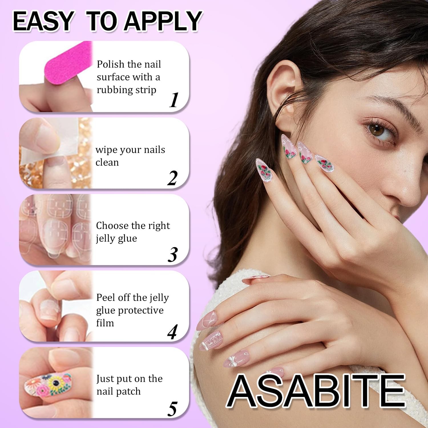24 Pcs Valentine’s Day Press on Nails Almond False Nails Heart Fake Nails wit…