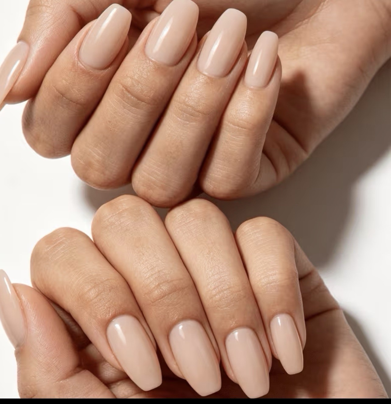 Nude Natural Full Cover Almond Medium Press-On Nail Tips Plastic Y-625