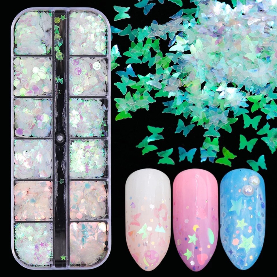 3D Laser Mixed Sequins Halographic Nail Art Flakes Glitter Foil
